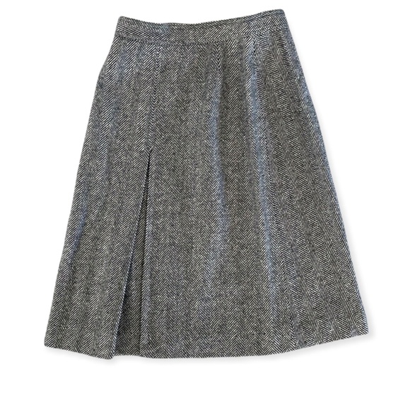 Vintage Dresses & Skirts - Vintage Wool Skirt Women’s Small Tweed Pleated Midi Length Gray